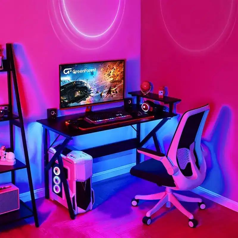 Scrivania da ufficio Greenforest con ripiano per monitor, scrivania per computer/gaming, nera, 120 cm