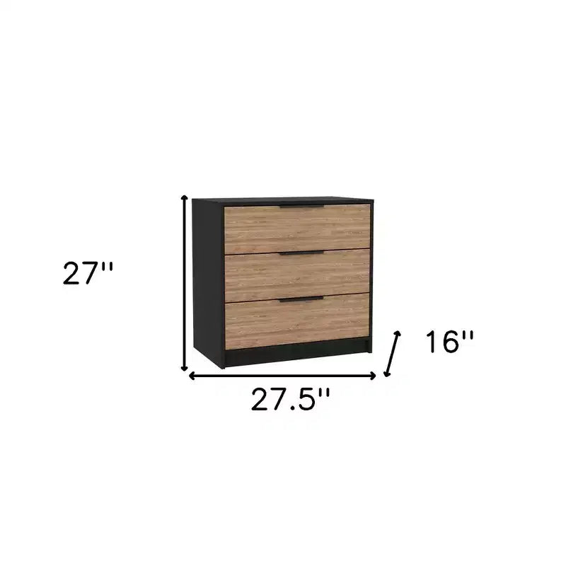 Cassettiera a tre cassetti HomeRoots 28 naturale e nera