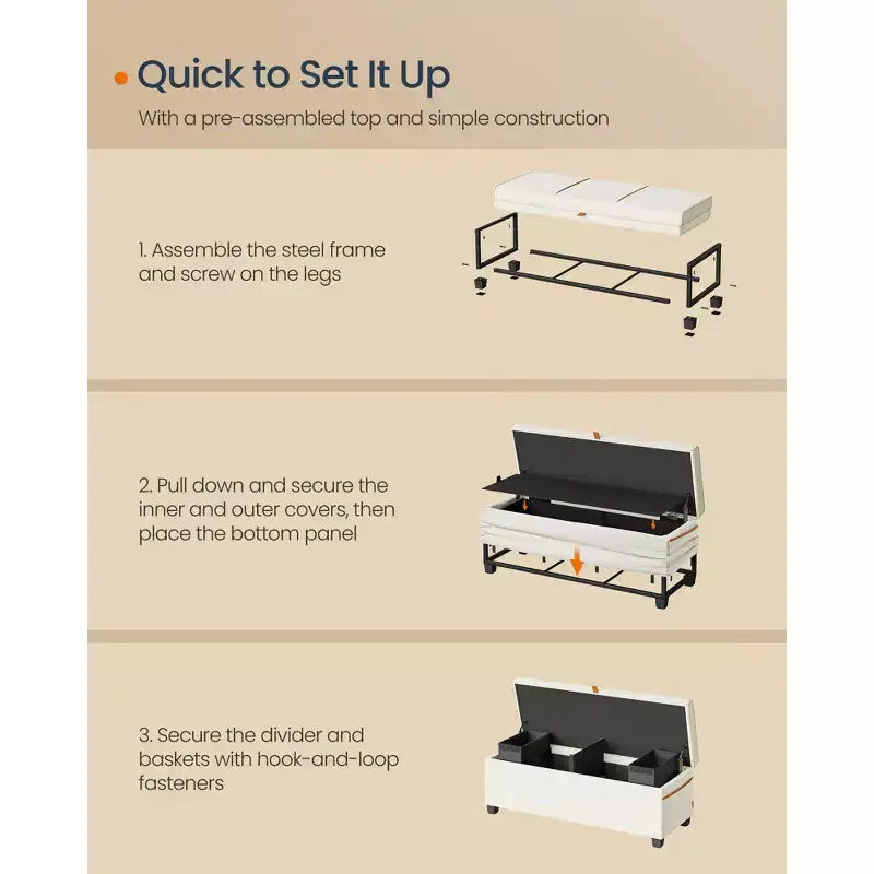 SONGMICS HOME Panca Contenitore Ottomana da 110 cm, Capacità 103 L, Poggiapiedi Contenitore per Camera da Letto