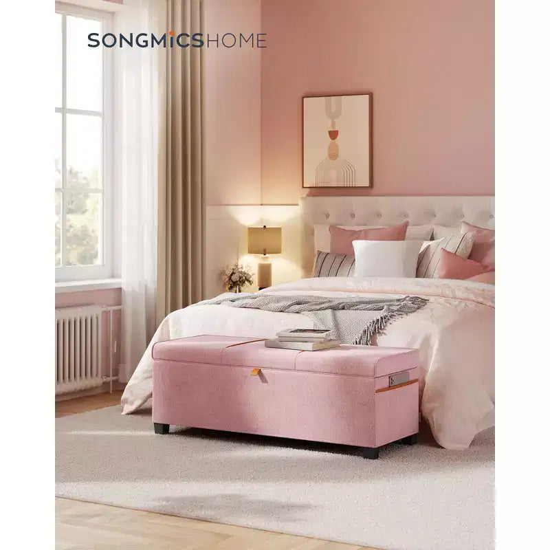 SONGMICS HOME Panca Contenitore Ottomana da 110 cm, Capacità 103 L, Poggiapiedi Contenitore per Camera da Letto