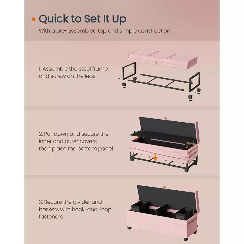 SONGMICS HOME Panca Contenitore Ottomana da 110 cm, Capacità 103 L, Poggiapiedi Contenitore per Camera da Letto
