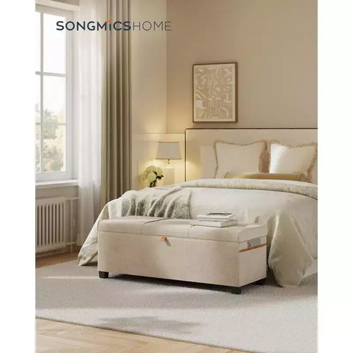 43.3 Panca Contenitore Pouf 27 Galloni (103 L) di Capacità Pouf Contenitore da Fondo Letto per Camera da Letto