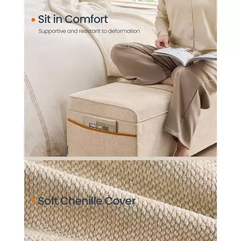 SONGMICS HOME Panca Contenitore Ottomana da 110 cm, Capacità 103 L, Poggiapiedi Contenitore per Camera da Letto