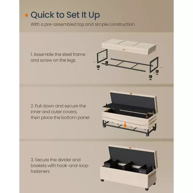 SONGMICS HOME Panca Contenitore Ottomana da 110 cm, Capacità 103 L, Poggiapiedi Contenitore per Camera da Letto