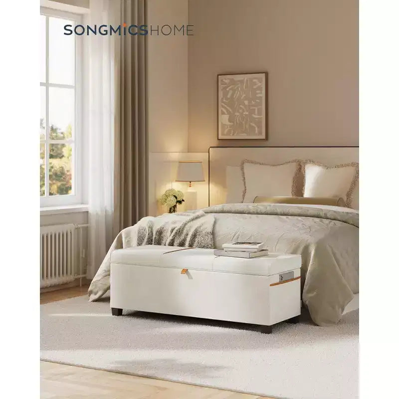 SONGMICS HOME Panca Contenitore Ottomana da 110 cm, Capacità 103 L, Poggiapiedi Contenitore per Camera da Letto