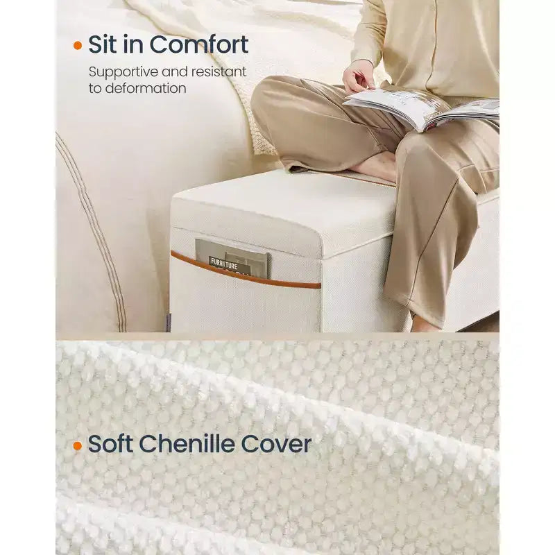 SONGMICS HOME Panca Contenitore Ottomana da 110 cm, Capacità 103 L, Poggiapiedi Contenitore per Camera da Letto