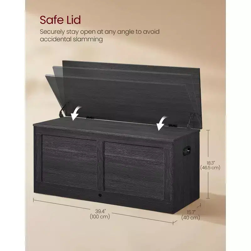Baule portaoggetti in legno, apertura sicura 100x40x46,5 cm per l'organizzazione degli spazi domestici