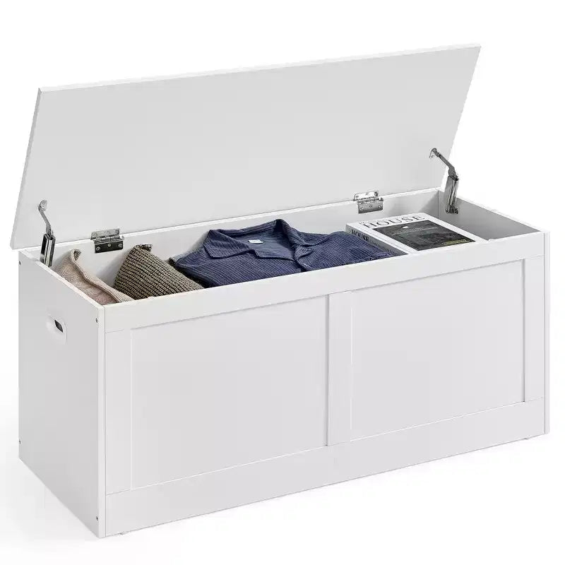 Baule portaoggetti in legno, apertura sicura 100x40x46,5 cm per l'organizzazione degli spazi domestici