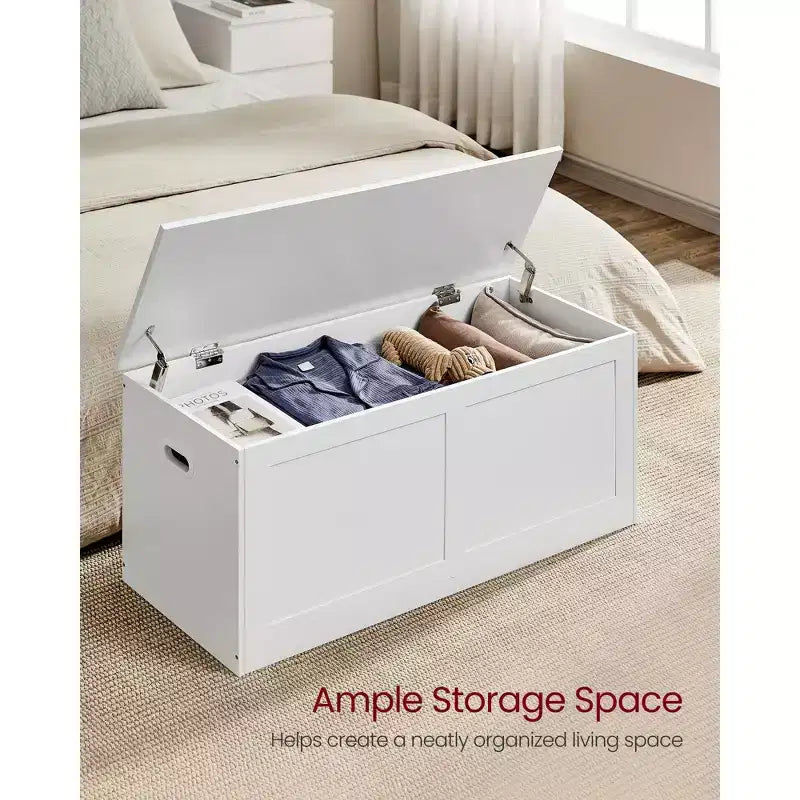 Baule portaoggetti in legno, apertura sicura 100x40x46,5 cm per l'organizzazione degli spazi domestici
