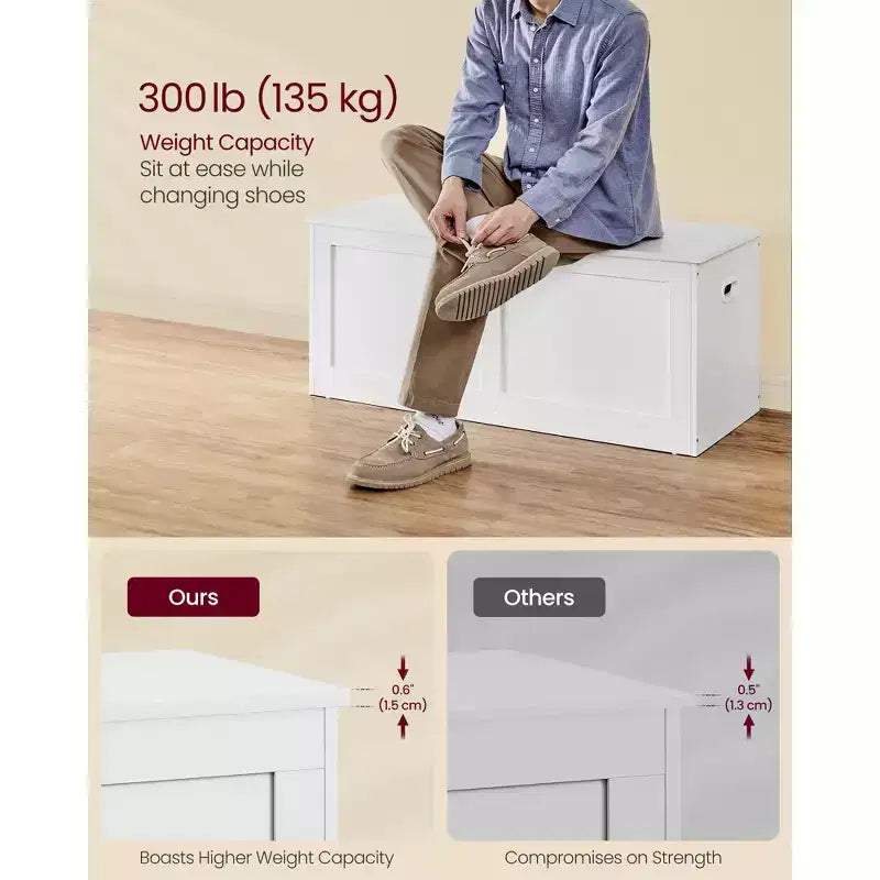 Baule portaoggetti in legno, apertura sicura 100x40x46,5 cm per l'organizzazione degli spazi domestici