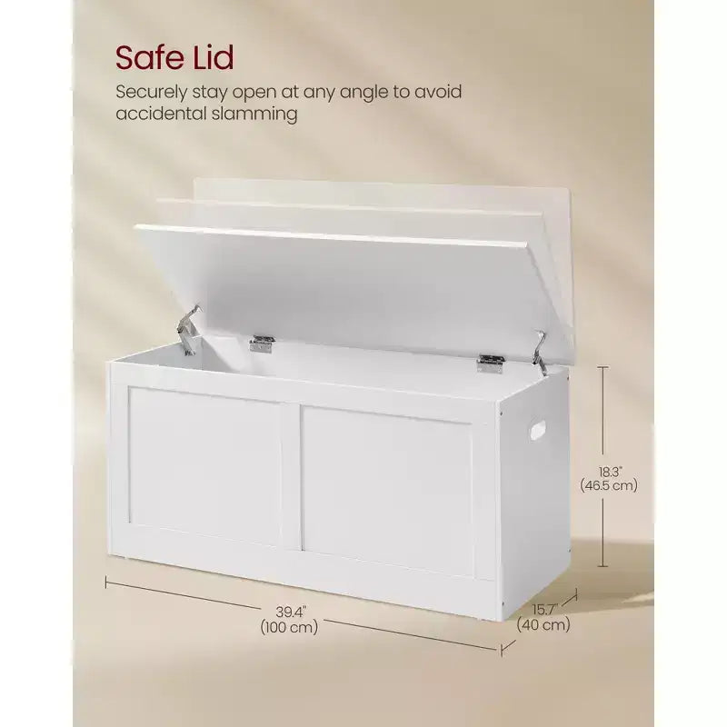 Baule portaoggetti in legno, apertura sicura 100x40x46,5 cm per l'organizzazione degli spazi domestici