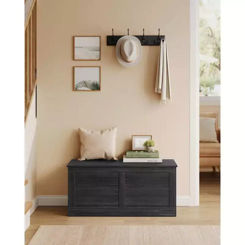Baule portaoggetti in legno, apertura sicura 100x40x46,5 cm per l'organizzazione degli spazi domestici