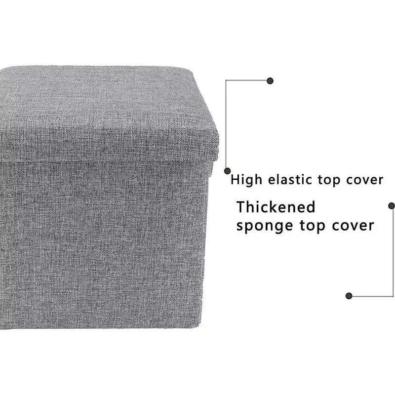 Swtroom Poggiapiedi Cubo Ottomano Quadrato Sgabello Pieghevole 4 in 1 Scatole Contenitore 30,5 cm Lino Grigio