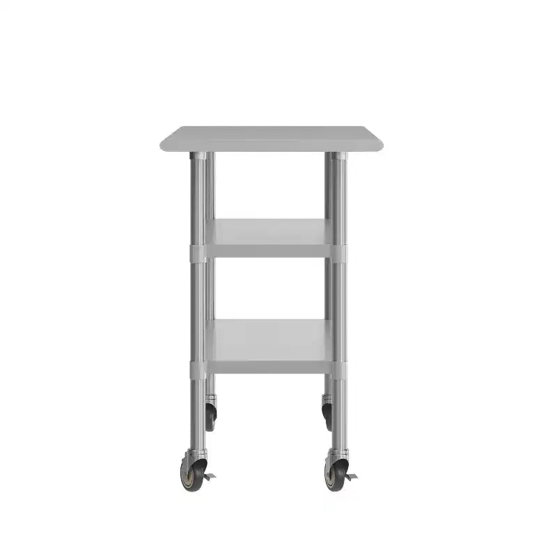 Flash Furniture Rawcliffe, tavolo da lavoro e preparazione in acciaio inox certificato NSF, 61x122 cm, con 2 ripiani inferiori in acciaio zincato e 4 ruote con 2 freni