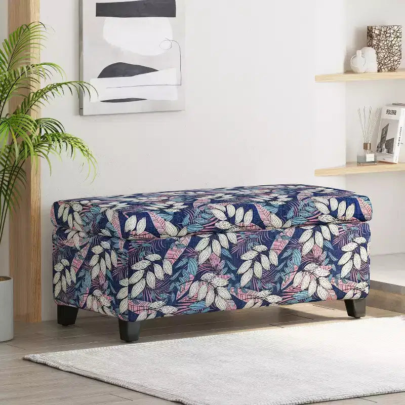 Christopher Knight Home Madison Pouf Ottomano Rettangolare Contemporaneo in Legno Rivestito con Motivo Floreale