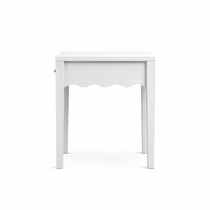 Tavolino Comodino Bianco Comodino Laterale Giocoso con Cassetto e Balza Ondulata - ModernLuxe