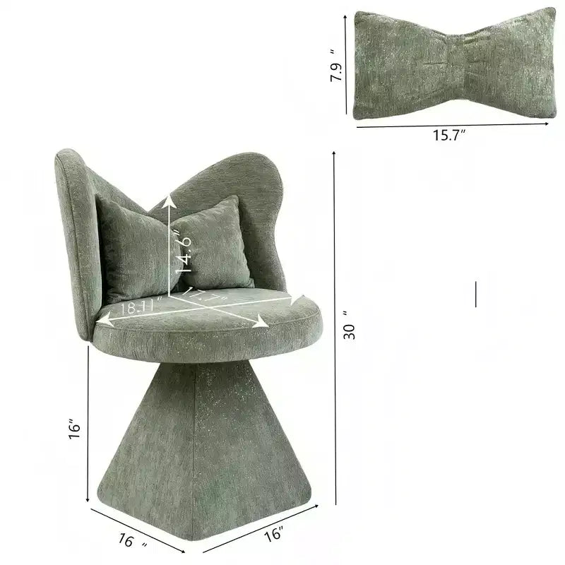 Poltrona girevole imbottita FurnitureR con cuscino, sedia da vanità scultorea con schienale curvo per camera da letto, soggiorno o zona trucco