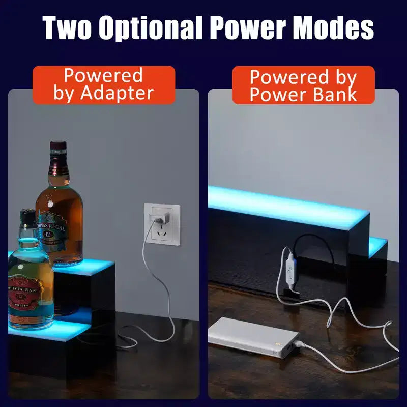 Garvee Mensole Espositive a LED, Mensole da Bar con Telecomando e Controllo App per Ristoranti, Feste, Nero