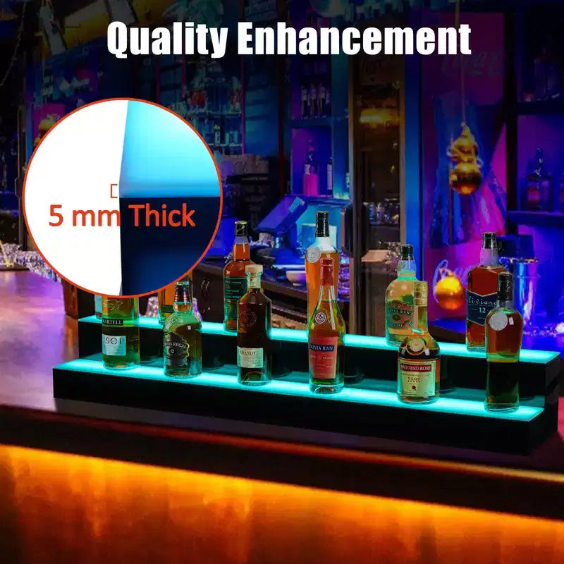 Garvee Mensole Espositive a LED, Mensole da Bar con Telecomando e Controllo App per Ristoranti, Feste, Nero
