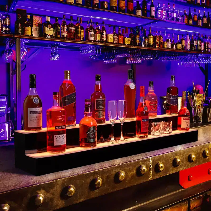 Garvee Mensole Espositive a LED, Mensole da Bar con Telecomando e Controllo App per Ristoranti, Feste, Nero