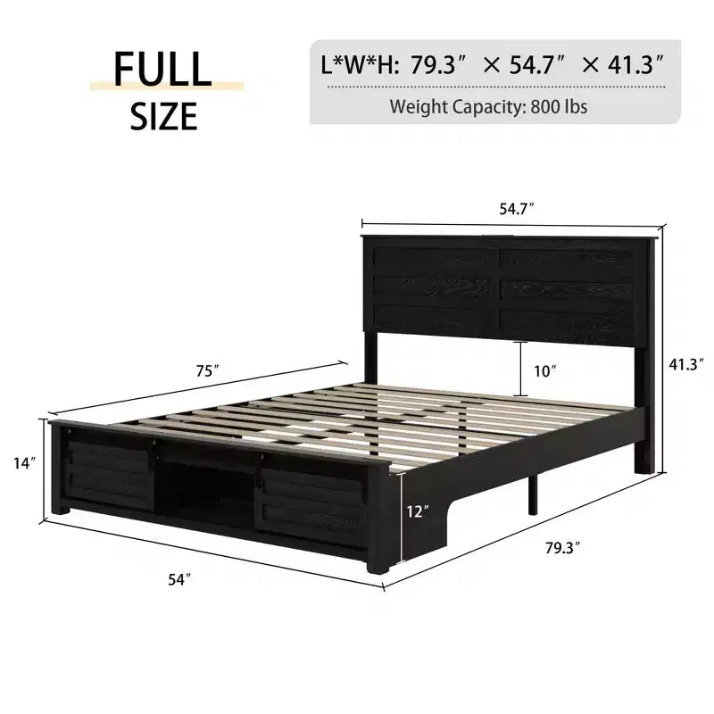 Letto a piattaforma matrimoniale/queen size con testiera imbottita e contenitore, struttura letto a piattaforma in legno con stazione di ricarica e luci a LED
