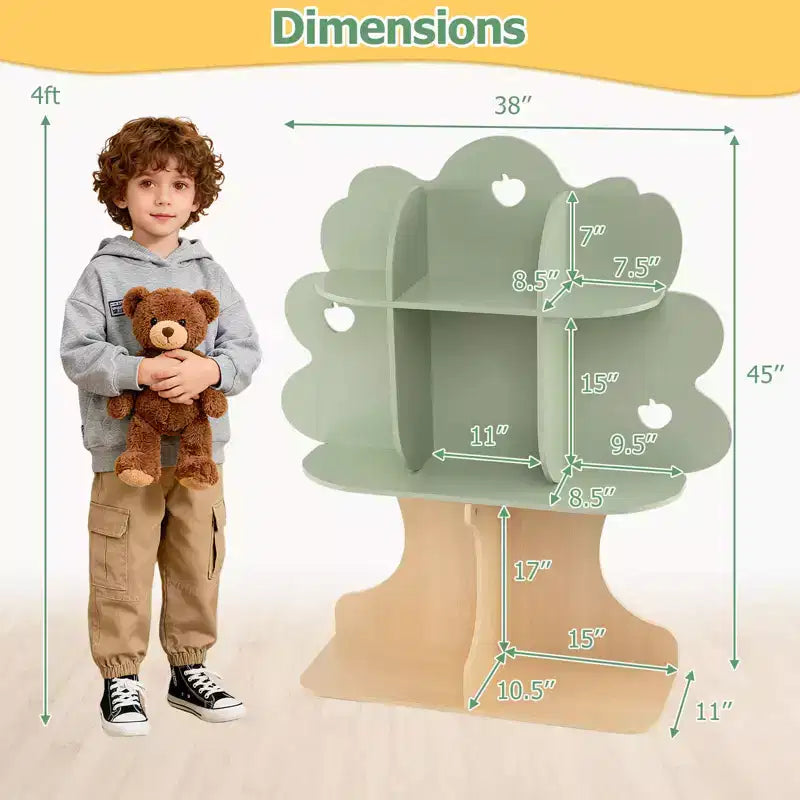 Costway 45 Libreria per bambini a forma di albero con scaffali aperti per angolo lettura, asilo nido, aula