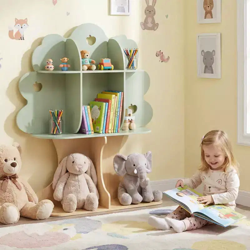 Costway 45 Libreria per bambini a forma di albero con scaffali aperti per angolo lettura, asilo nido, aula