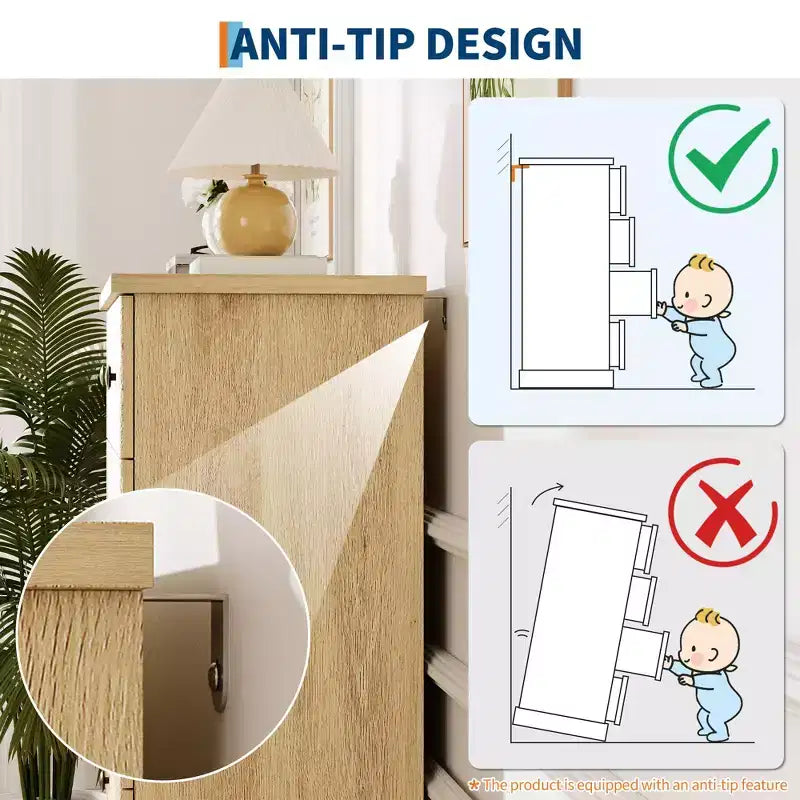 Cassettiera a 6 cassetti per camera da letto, cassettiera a 47 pollici di larghezza con spazio contenitore indipendente