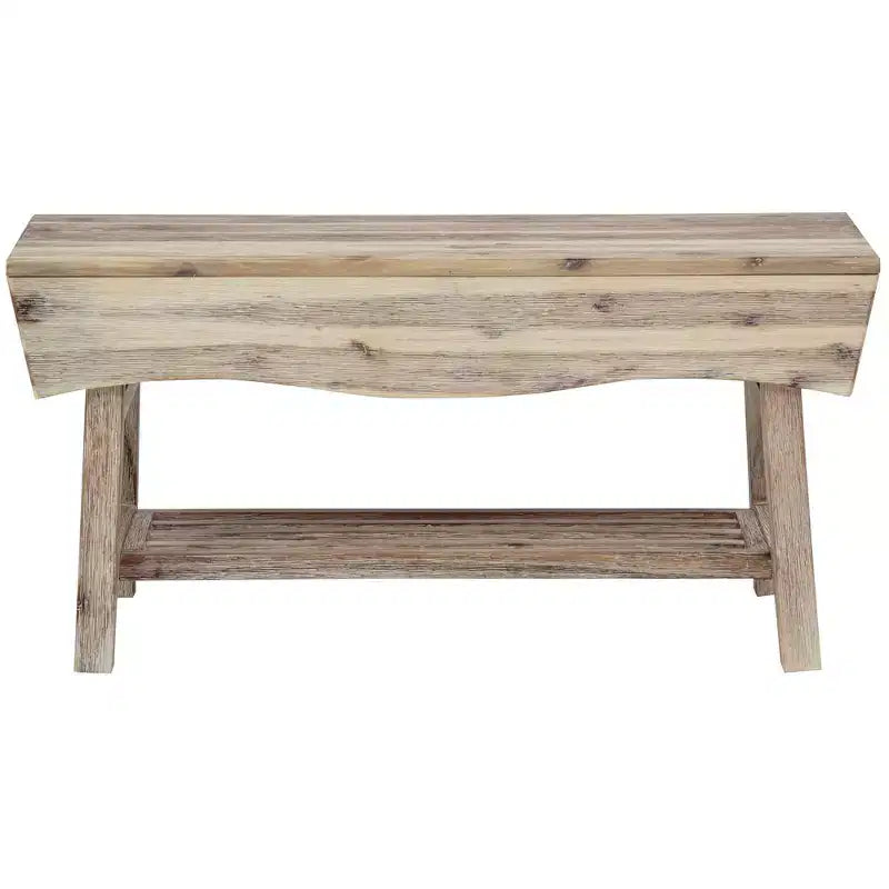 eHemco Panca in Legno Massello con Ripiano Contenitore e 4 Pannelli, 36x15,25x17,3 Pollici, Finitura Bianca Lavata