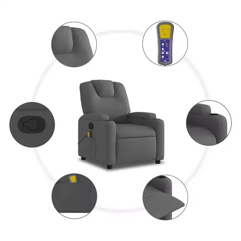 vidaXL Poltrona reclinabile 100% poliestere, metallo, compensato Singola