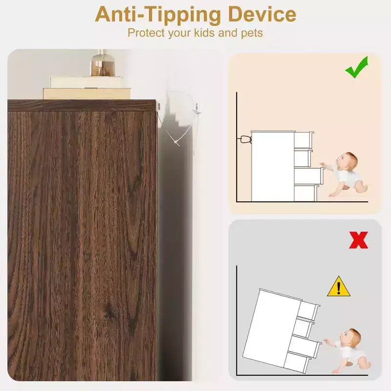 Acekool Cassettiera a 4 Cassetti per Camera da Letto, Mobile Contenitore in Legno con Ampi Cassetti, Comodino Tavolo per Soggiorno Ingresso, Noce