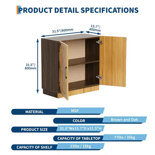 31.5 Mobile Buffet Credenza con Contenitore, Mobile Contenitore Buffet da Cucina Bar Caffè con Ante e Ripiano Regolabile, per Soggiorno e Sala da Pranzo