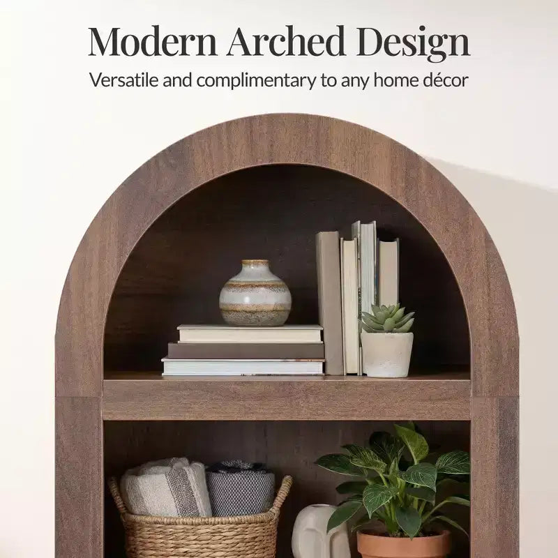Mobile Contenitore Alto e Stretto Best Choice Products 72 con Scaffali Regolabili, Libreria Moderna ad Arco a 4 Livelli