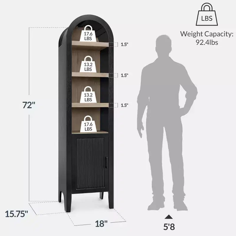 Mobile Contenitore Alto e Stretto Best Choice Products 72 con Scaffali Regolabili, Libreria Moderna ad Arco a 4 Livelli
