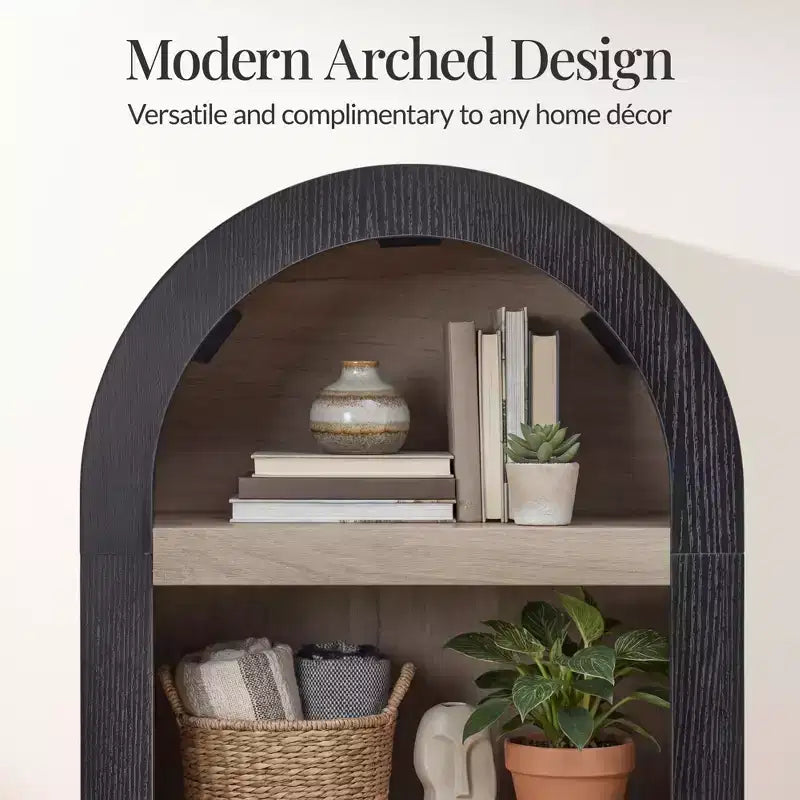 Mobile Contenitore Alto e Stretto Best Choice Products 72 con Scaffali Regolabili, Libreria Moderna ad Arco a 4 Livelli