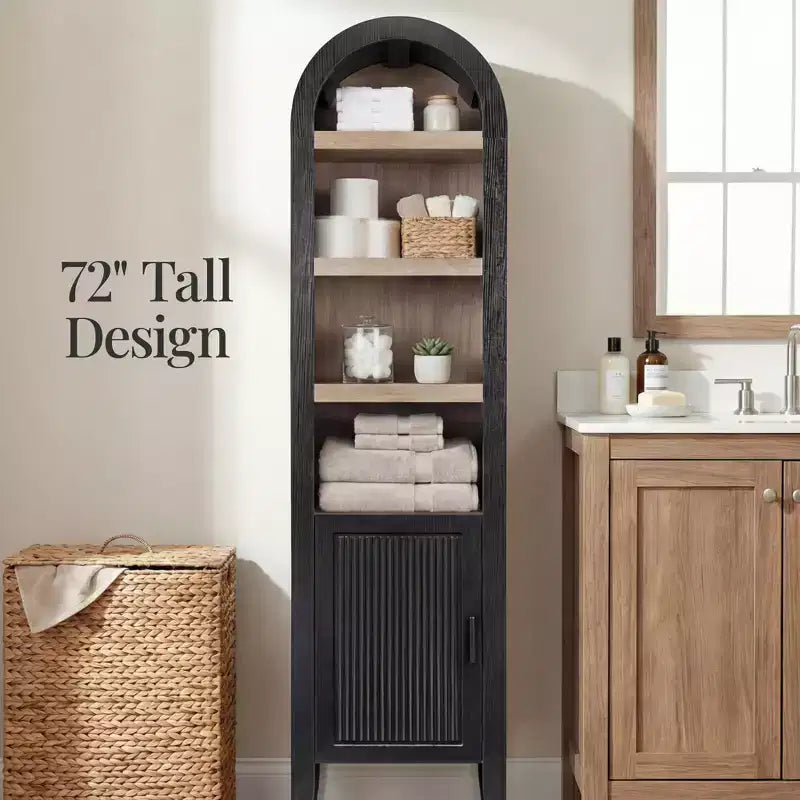 Mobile Contenitore Alto e Stretto Best Choice Products 72 con Scaffali Regolabili, Libreria Moderna ad Arco a 4 Livelli