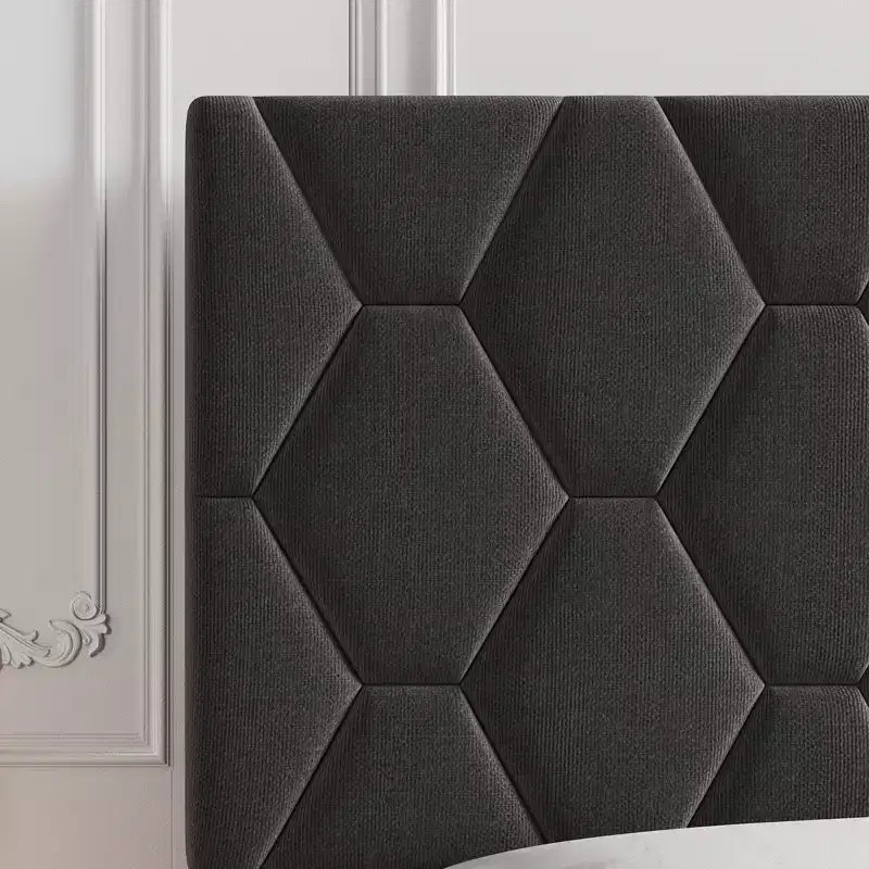 Struttura letto imbottita con testiera regolabile e doghe in legno, nessun box spring richiesto, silenziosa, facile da montare, moderna, singolo/matrimoniale, beige
