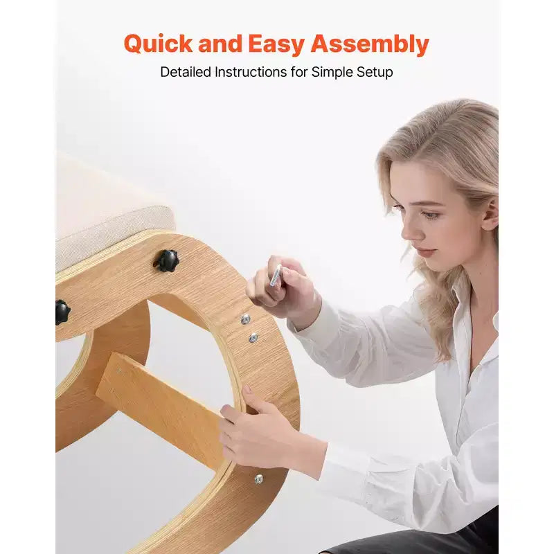 Sedia inginocchiatoio ergonomica VEVOR, sedia inginocchiatoio in legno per postura con cuscini spessi regolabili in schiuma e telaio in legno massello, altezza regolabile, beige