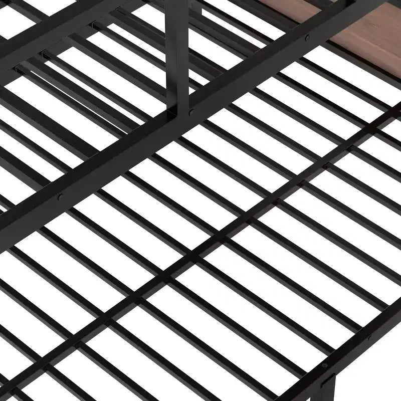 Bellemave Letto a castello in metallo Queen over Queen con ripiani portaoggetti e luce a LED, struttura per letto a castello resistente con spondine e scaletta, senza rumore, nero