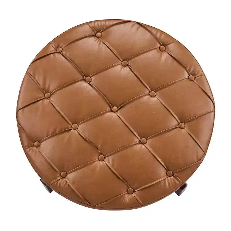 Christopher Knight Home Javier Pouf contenitore rotondo moderno in legno imbottito con design trapuntato e coperchio reversibile