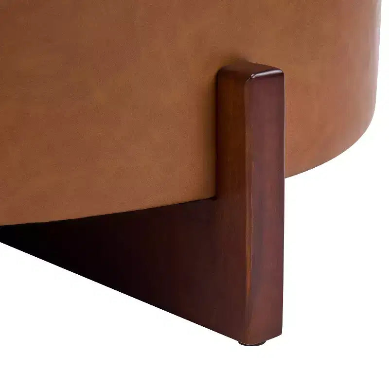 Christopher Knight Home Javier Pouf contenitore rotondo moderno in legno imbottito con design trapuntato e coperchio reversibile