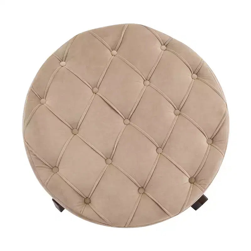 Christopher Knight Home Javier Pouf contenitore rotondo moderno in legno imbottito con design trapuntato e coperchio reversibile