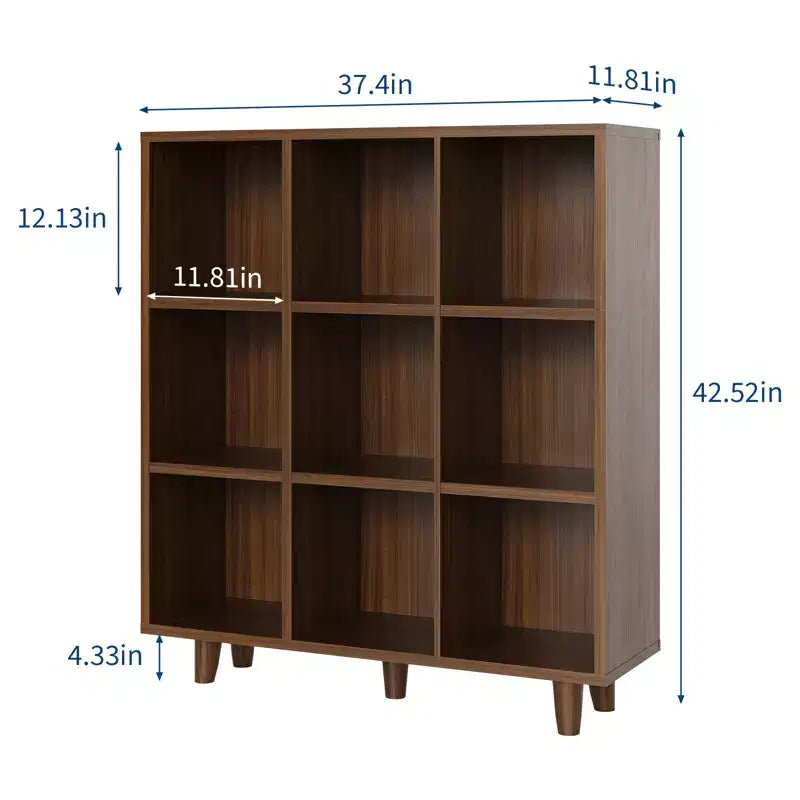Libreria a 9 Livelli di Metà Secolo, Mobile Contenitore a Cubi Incrociati con Kit Antiribaltamento, Organizzatore Retrò per Salotto, Ufficio